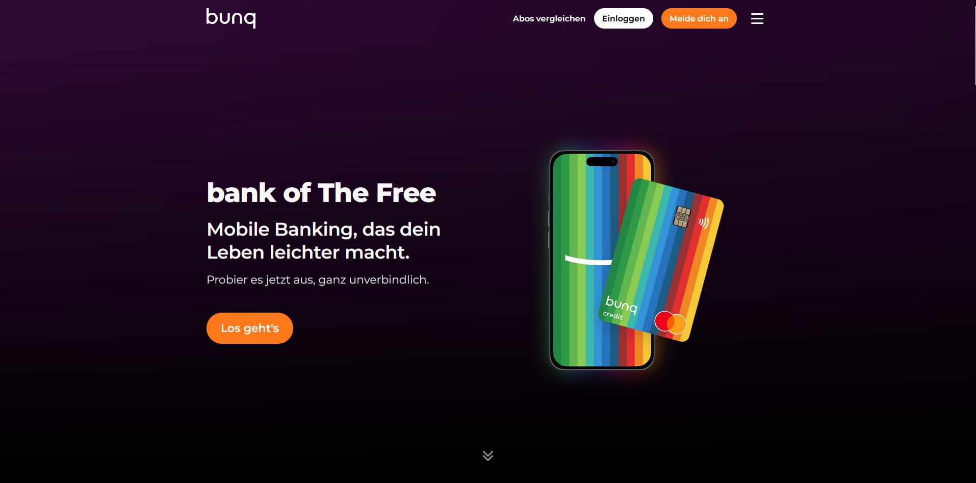 Screenshot der 4 besten NEO Bank in Deutschland-Bunq