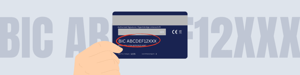 Beispiel einer Bankkarte mit sichtbarem BIC-Code