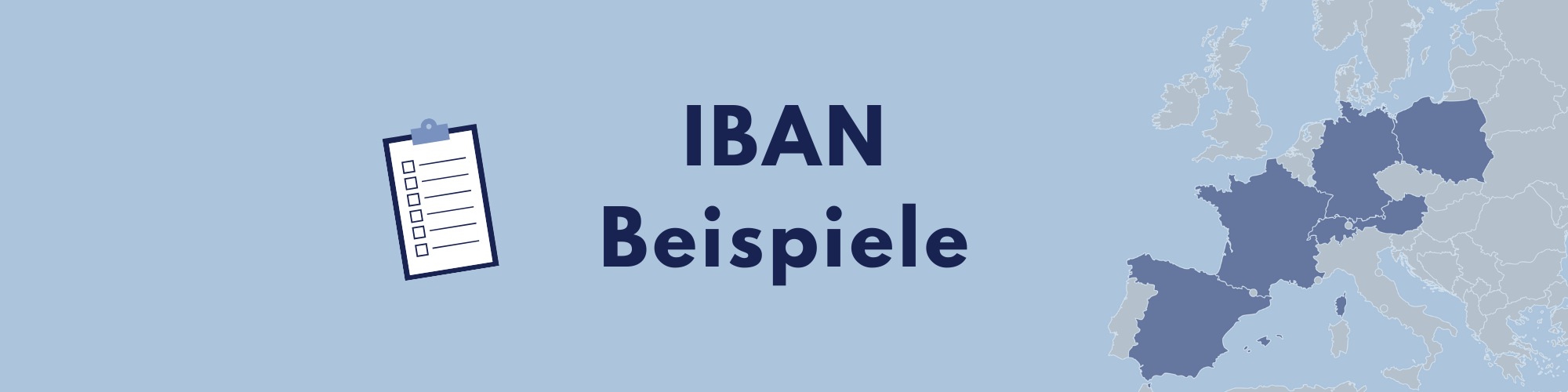 Darstellung von IBAN-Beispielen aus verschiedenen Ländern