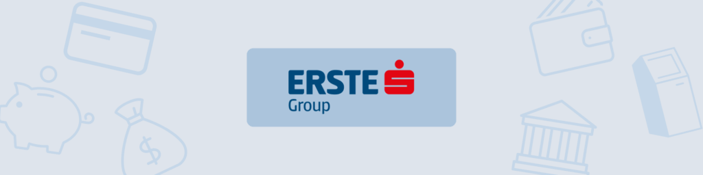 Logo der Erste Group Bank – blau-rotes Markenzeichen einer der führenden Banken Mitteleuropas